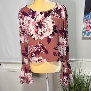 Charlotte Russe Floral Blouse - Pink and Purple